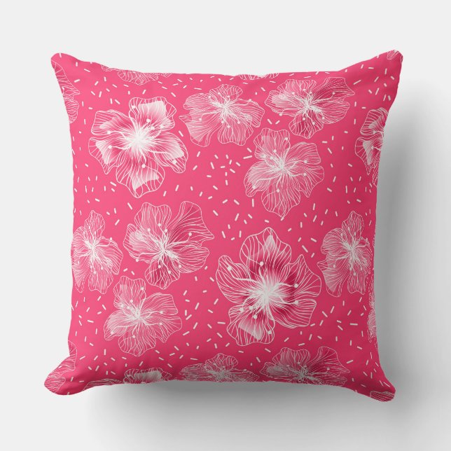 Abstrakte Blume Retro Kissen (Vorderseite)