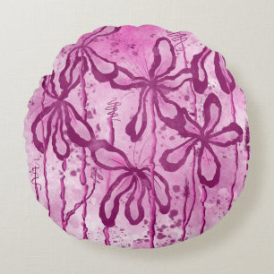 Abstrakte Blume Rosa Lilien Rundes Kissen