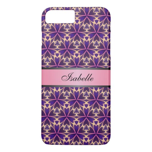 Abstrakte Blume Rosa Personalisierter Name v2 Case-Mate iPhone Hülle (Rückseite)