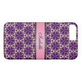 Abstrakte Blume Rosa Personalisierter Name v2 Case-Mate iPhone Hülle (Rückseite (Horizontal))