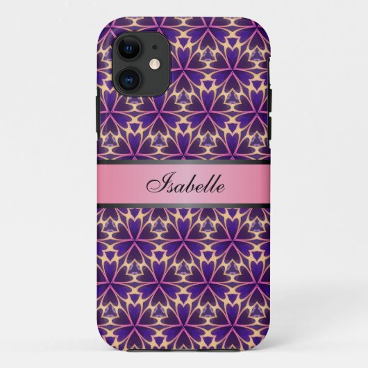 Abstrakte Blume Rosa Personalisierter Name v2 Case-Mate iPhone Hülle (Rückseite)