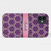 Abstrakte Blume Rosa Personalisierter Name v2 Case-Mate iPhone Hülle (Rückseite (Horizontal))