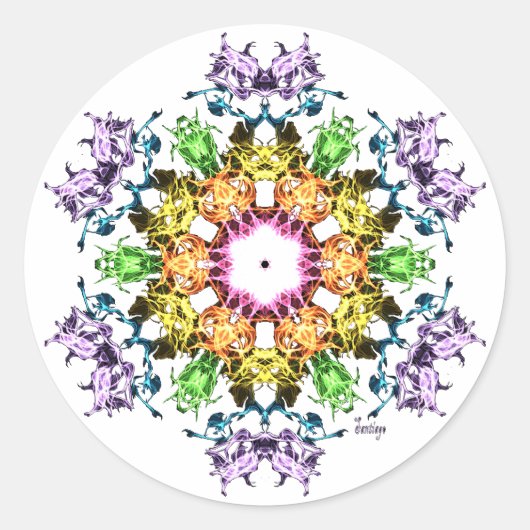 Abstrakte Blume Runder Aufkleber (Vorderseite)