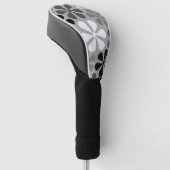 Abstrakte Blume Schwarz-weiß Grau Golf Headcover (angewinkelt)