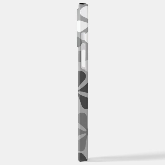 Abstrakte Blume Schwarz-weiß Grau iPhone Hülle (Linke Seite)