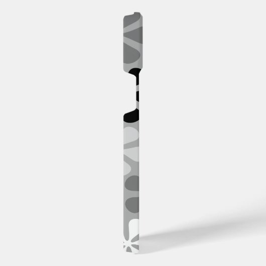 Abstrakte Blume Schwarz-weiß Grau iPhone Hülle (Rechte Seite)