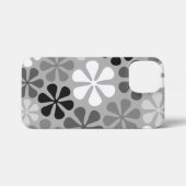 Abstrakte Blume Schwarz-weiß Grau iPhone Hülle (Rückseite (Horizontal))