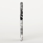 Abstrakte Blume Schwarz-weiß Grau iPhone Hülle (Rechte Seite)