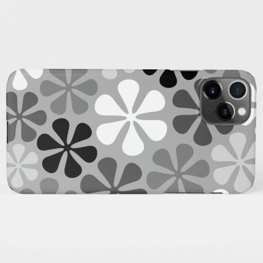 Abstrakte Blume Schwarz-weiß Grau iPhone Hülle (Rückseite (Horizontal))