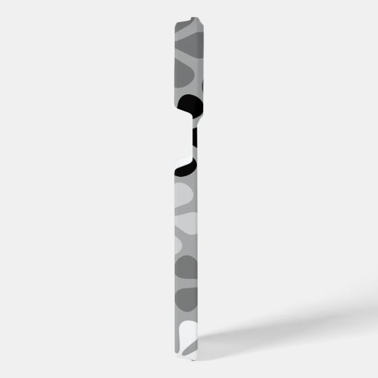 Abstrakte Blume Schwarz-weiß Grau iPhone Hülle (Rechte Seite)