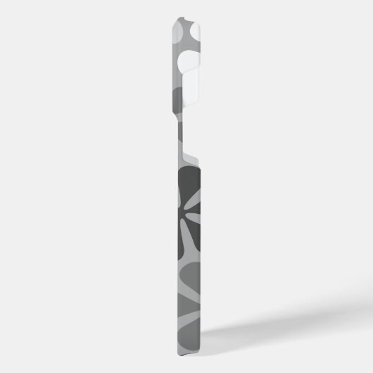 Abstrakte Blume Schwarz-weiß Grau iPhone Hülle (Linke Seite)