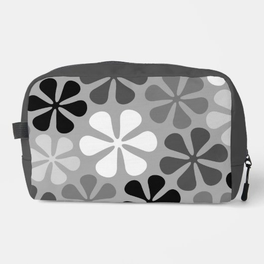 Abstrakte Blume Schwarz-weiß Grau Waschbeutel (Vorderseite)