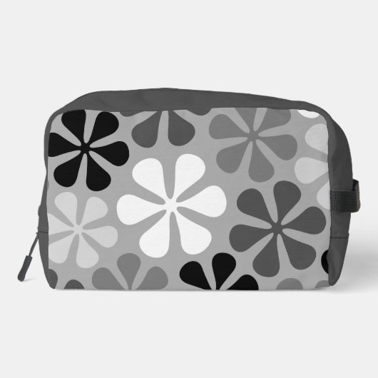 Abstrakte Blume Schwarz-weiß Grau Waschbeutel (Rückseite)