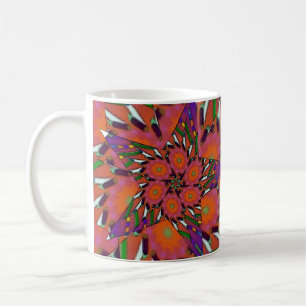 Abstrakte Blume Sternendesign in Orange lila grün Kaffeetasse