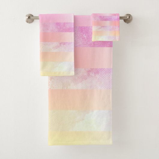 Abstrakte Blume Streifen in Wasserfarbe Badhandtuch Set (Insitu)