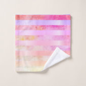 Abstrakte Blume Streifen in Wasserfarbe Badhandtuch Set (Waschlappen)