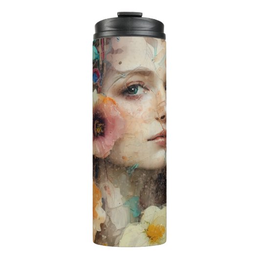 Abstrakte Blume Thermosbecher (Vorderseite)