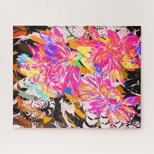 Abstrakte Blume Tiermuster Puzzle (Horizontal)