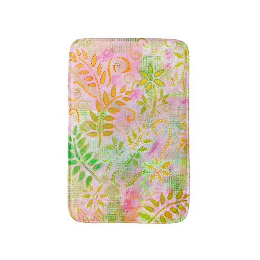 Abstrakte Blume und Blätter Badematte (Vorderseite Vertikal)