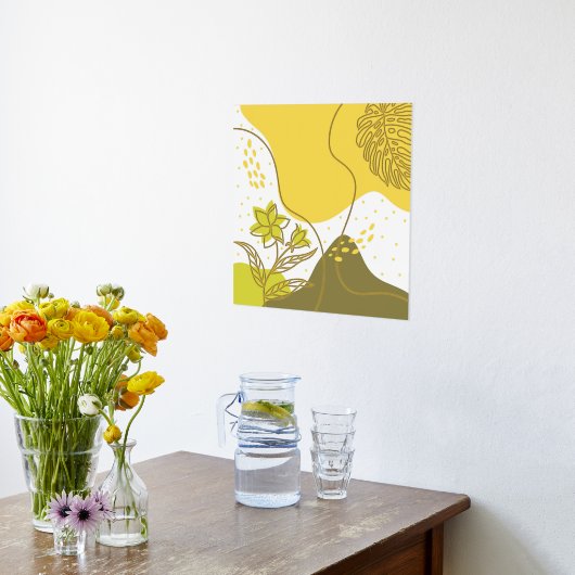 Abstrakte Blume und Blätter Foliendrucke (Ablage(Küche))