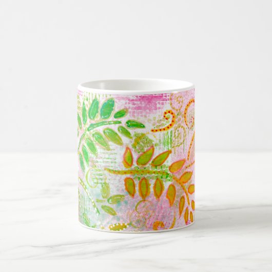 Abstrakte Blume und Blätter Kaffeetasse (Mittel)