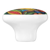 Abstrakte Blume und Blätter Keramikknauf (Seitenansicht)