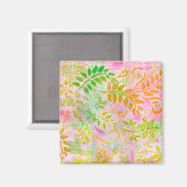 Abstrakte Blume und Blätter Magnet (Vorderseite/Rückseite)