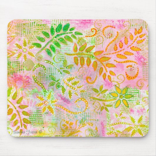 Abstrakte Blume und Blätter Maus-Pad Mousepad (Vorne)