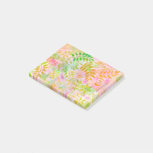 Abstrakte Blume und Blätter Post-it Klebezettel (angewinkelt)