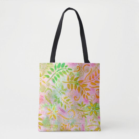 Abstrakte Blume und Blätter Tasche (Vorderseite)