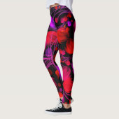 Abstrakte Blume und Blattwasserfarbe Leggings (Links)
