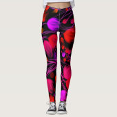 Abstrakte Blume und Blattwasserfarbe Leggings (Vorderseite)