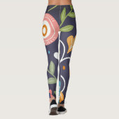 Abstrakte Blume und Blattwerk Leggings (Rückseite)