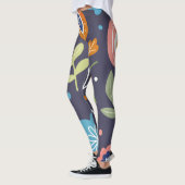 Abstrakte Blume und Blattwerk Leggings (Links)