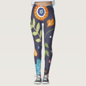 Abstrakte Blume und Blattwerk Leggings (Vorderseite)