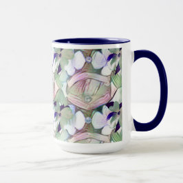 Abstrakte Blume und Perlen Blue Big Tasse