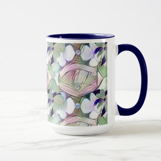 Abstrakte Blume und Perlen Blue Big Tasse (Rechts)