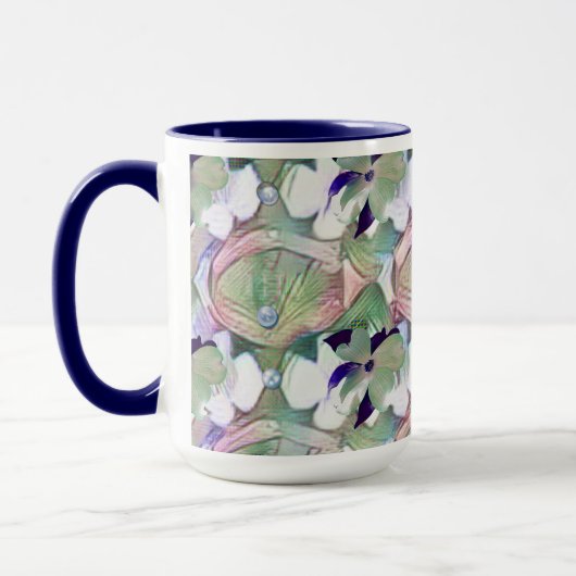 Abstrakte Blume und Perlen Blue Big Tasse (Links)