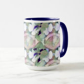 Abstrakte Blume und Perlen Blue Big Tasse (VorderseiteRechts)