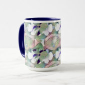 Abstrakte Blume und Perlen Blue Big Tasse (Vorderseite Links)