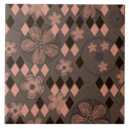 Abstrakte Blume und Rhombusse Fliese