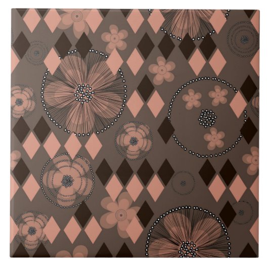 Abstrakte Blume und Rhombusse Fliese (Vorderseite)