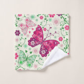 Abstrakte Blume und Schmetterlinge Badhandtuch Set (Waschlappen)
