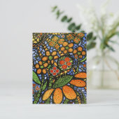 Abstrakte Blume und Schmetterlingsfarben Postkarte (Stehend Vorderseite)