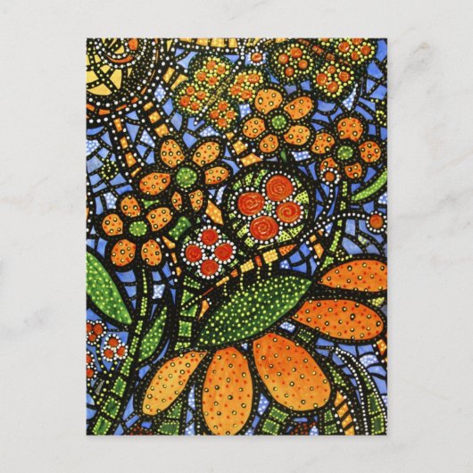 Abstrakte Blume und Schmetterlingsfarben Postkarte (Vorderseite)