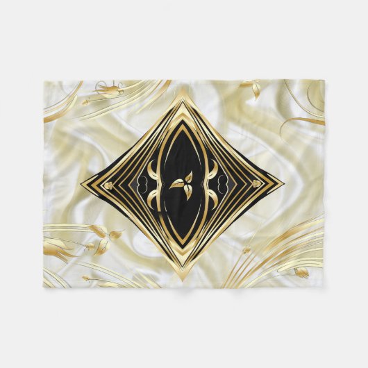 Abstrakte Blume und Schwarz auf Champanseide Fleecedecke (Vorderseite (Horizontal))