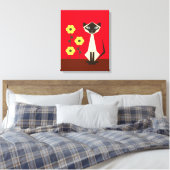 Abstrakte Blume und siamesische Katze Canvas Print Leinwanddruck (Insitu (Schlafzimmer))