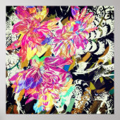 Abstrakte Blume und Tiermuster Poster (Vorne)