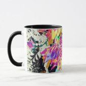 Abstrakte Blume und Tiermuster rosa Schwarz Tasse (Links)