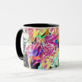 Abstrakte Blume und Tiermuster rosa Schwarz Tasse (Vorderseite Links)
